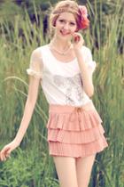 Oasap Pleated Lace-up Cake Skirt Style Shorts