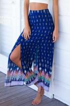 Oasap Starry Royal Blue Chiffon Skirt