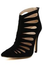 Oasap Black Hollow Out Ankle Boot Pointed Toe Shoes