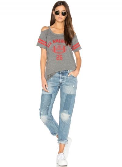 Oasap Street Style Letter Printing Tee Shirt