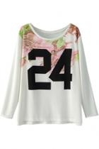 Oasap Number 23 Floral Pattern Blouse