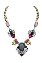 Oasap Bold Stylish Colorblocked Faux Stone Necklace