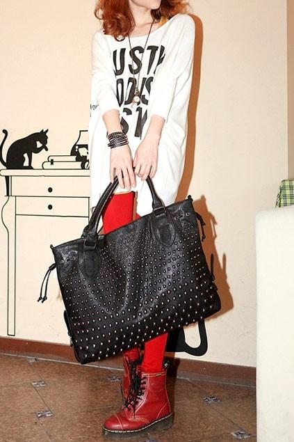 Oasap Punk Rivet Embellished Shoulder Bag