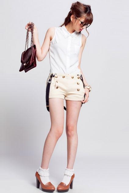 Oasap Korean Strappy Button Hot Shorts