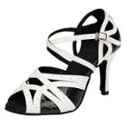 Oasap Open Toe Cross Buckle Strap Color Block Latin Dance Shoes