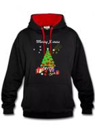 Oasap Kangaroo Pocket Christmas Tree Printed Hoodie