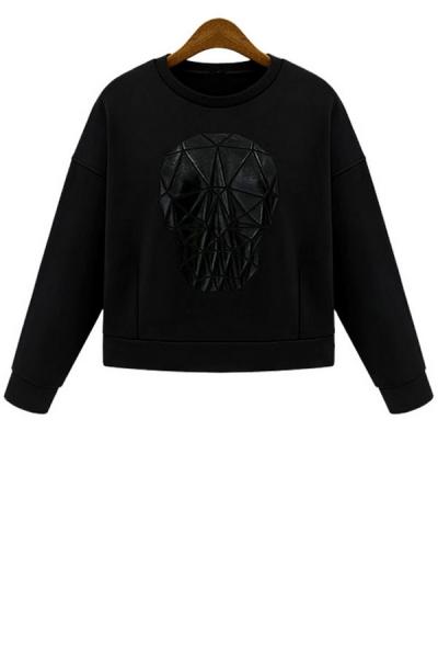 Oasap Skull Cropped Sweatshirt