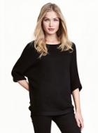 Oasap Solid Batwing Sleeve Knit Pullover Sweater