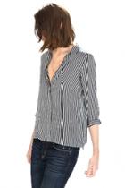 Oasap Classic Striped Button Down Blouse