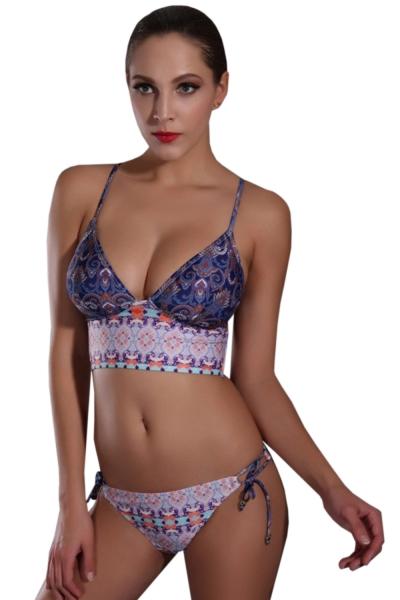 Oasap Women's Fashion Two Piece Print Side Tie Bikini Swimwear