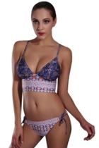 Oasap Women's Fashion Two Piece Print Side Tie Bikini Swimwear