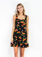 Oasap Square Neck Fruit Print Slip Dress