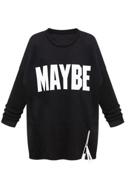 Oasap Maybe Pattern Long Sweatshirt