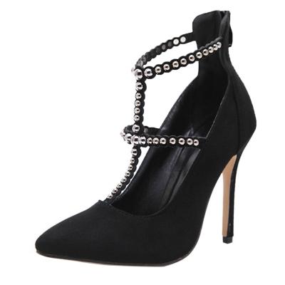 Oasap Round Rivet Pointed Toe Stiletto Heels Pumps