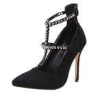 Oasap Round Rivet Pointed Toe Stiletto Heels Pumps