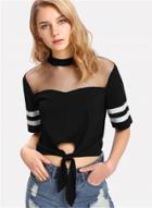 Oasap Fashion Mash Striped Tee Shirt