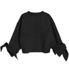 Oasap Fashion Loose Fit Bow Long Sleeve Space Cotton Tee