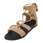 Oasap Lace Up Hollow Out Flat Heels Sandals
