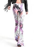 Oasap Fashion Slim Fit Floral Printed Flared Pants