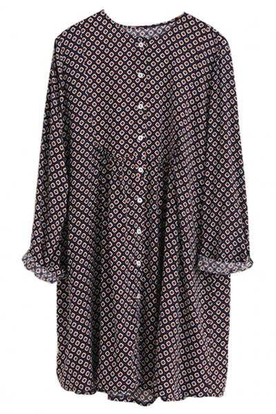Oasap Chic Graphic Pattern Flare Dress