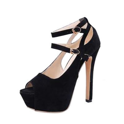Oasap Stiletto Heels Peep Toe Buckle Strap Sandals