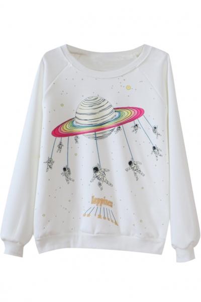 Oasap Outer Space Pattern Pullover Sweatshirt