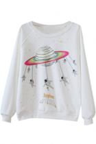 Oasap Outer Space Pattern Pullover Sweatshirt