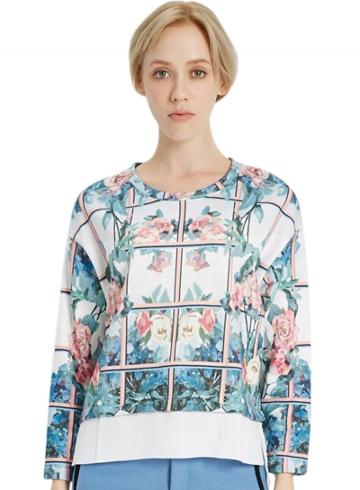 Oasap Women's Floral Graphic Loose Fit Sweatshirt