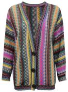 Oasap Women's Casual Long Sleeve Printed Knitted Button Cardigan