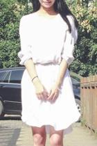 Oasap Simple Lace-up Waist Long Sleeve Linen Dress