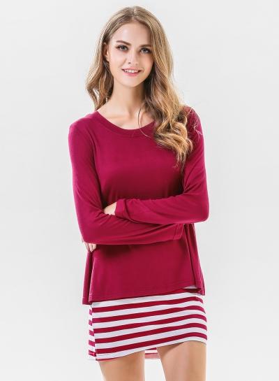 Oasap Casual Fake 2 Piece Striped Tee