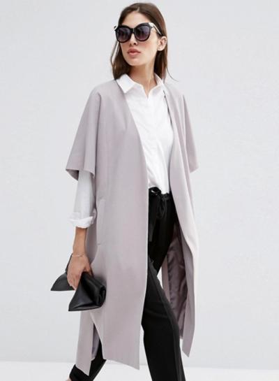 Oasap Women's V Neck Side Slit Trench With Belt