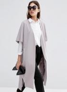 Oasap Women's V Neck Side Slit Trench With Belt