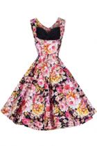 Oasap Vintage Floral Printing Sleeveless Dress