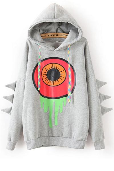 Oasap Loose Eye Fleece Hoodie