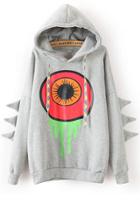Oasap Loose Eye Fleece Hoodie
