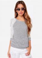 Oasap Lace Applique Backless Long Sleeve Sweatshirt