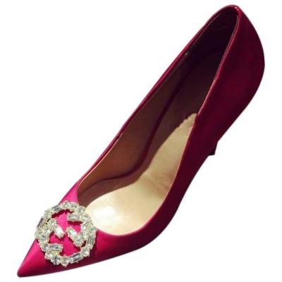 Oasap Pointed Toe Stiletto Heels Satin Rhinestone Pumps