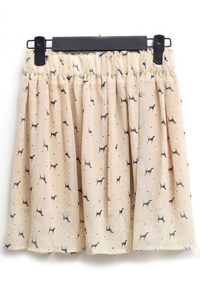 Oasap Cute Dog Chiffon Skirt