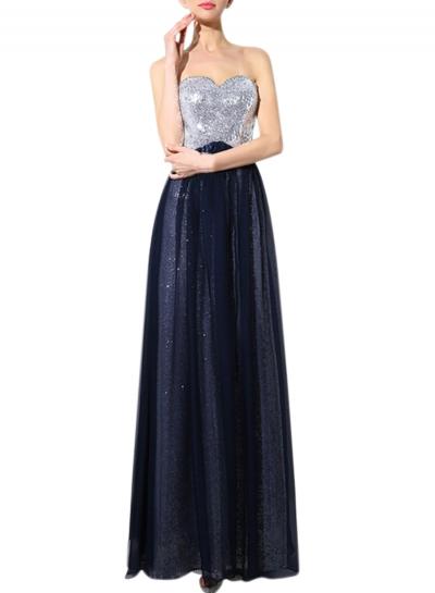 Oasap Women's Strapless Sequins Evening Bridesmaid Ball Gown Dress