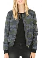 Oasap Women's Camo Zip Front Bomber Jacket