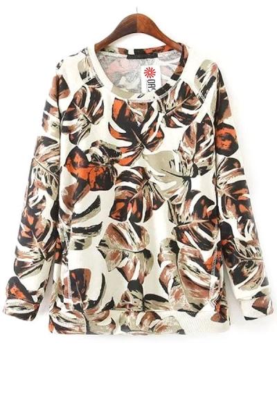 Oasap Innovative Foliage Loose Sweatshirt