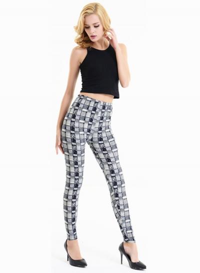 Oasap High Waist Plaid Skinny Fit Leggings