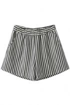 Oasap Classic Black White Striped Shorts