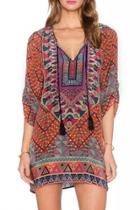 Oasap Vintage Three Quarter Sleeve Printed Dress