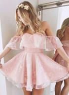 Oasap Solid Color Strapless Off Shoulder A-line Cocktail Dress