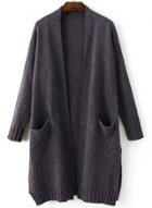 Oasap Fashion Loose Fit Open Front Knit Cardigan With Pocket