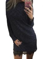 Oasap Fashion Long Sleeve Lace Trim Pullover Dress