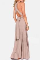 Oasap Elegant Draped Floor-length Dress