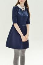 Oasap Sweet Cat Embroidery Pattern Half Sleeve Dress